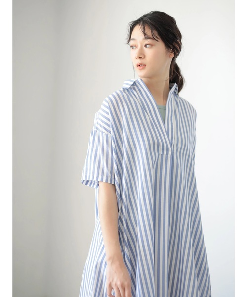 CRAFT STANDARD BOUTIQUE（クラフトスタンダードブティック）の「スキッパービッグシャツワンピース☆○（ワンピース・レディース・ベージュ/オフホワイト/ブルー系その他/イエロー系その他・FREE）」の21枚目の写真