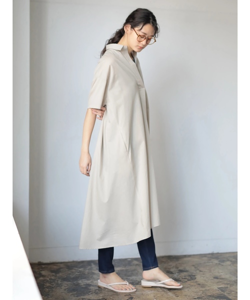 CRAFT STANDARD BOUTIQUE（クラフトスタンダードブティック）の「スキッパービッグシャツワンピース☆○（ワンピース・レディース・ベージュ/オフホワイト/ブルー系その他/イエロー系その他・FREE）」の6枚目の写真