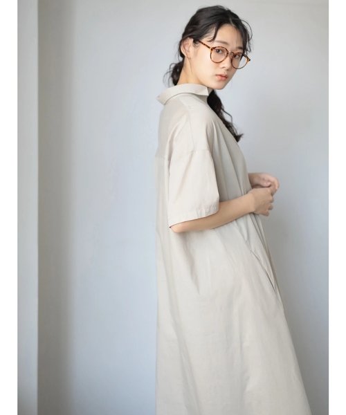 CRAFT STANDARD BOUTIQUE（クラフトスタンダードブティック）の「スキッパービッグシャツワンピース☆○（ワンピース・レディース・ベージュ/オフホワイト/ブルー系その他/イエロー系その他・FREE）」の9枚目の写真