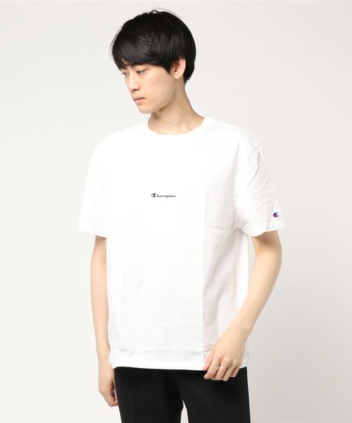 Champion（チャンピオン）の「Champion×EDIFICE / チャンピオン別注 SMALL LOGO TEE（Tシャツ/カットソー・メンズ・ブラック/ホワイト/ベージュ/ネイビー/ピンク・MEDIUM/LARGE/SMALL）」の6枚目の写真