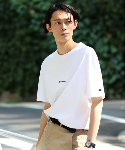 Champion（チャンピオン）の「Champion×EDIFICE / チャンピオン別注 SMALL LOGO TEE（Tシャツ/カットソー・メンズ・ブラック/ホワイト/ベージュ/ネイビー/ピンク・MEDIUM/LARGE/SMALL）」の17枚目の写真