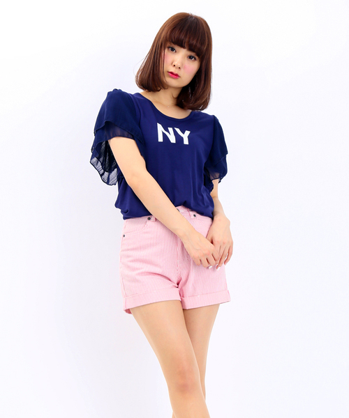 WEGO（ウィゴー）の「WEGO/プリントハイウエストショーツ（チノパンツ・レディース・ブラック/サックスブルー/ネイビー/ライトパープル/レッド/オフホワイト/ブラック系その他/ブルー・MEDIUM/LARGE）」の10枚目の写真