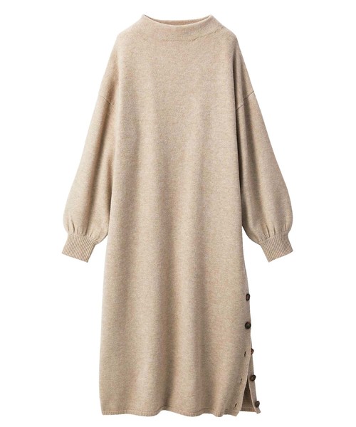 GeeRA(ジーラ)の「スリットボタンニットワンピース(ワンピース・レディース・グレー/ブラック/ベージュ/キャメル・MEDIUM/SMALL/LARGE/X-LARGE)」の7枚目の写真