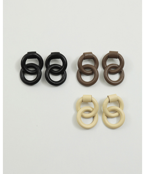 TODAYFUL（トゥデイフル）の「レザーリングピアス（ピアス（両耳用）・レディース・ブラック/モカ/キナリ・FREE）」の5枚目の写真