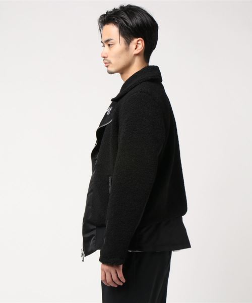 hummel(ヒュンメル)の「直営店・WEB限定 hummel(ヒュンメル)ボア切り替えライダースジャケット(ライダースジャケット・メンズ・ブラック/ネイビー/カーキ・S/M/L/XL)」の4枚目の写真