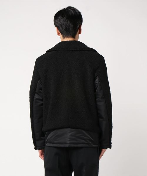 hummel(ヒュンメル)の「直営店・WEB限定 hummel(ヒュンメル)ボア切り替えライダースジャケット(ライダースジャケット・メンズ・ブラック/ネイビー/カーキ・S/M/L/XL)」の5枚目の写真