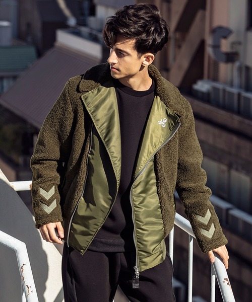 hummel(ヒュンメル)の「直営店・WEB限定 hummel(ヒュンメル)ボア切り替えライダースジャケット(ライダースジャケット・メンズ・ブラック/ネイビー/カーキ・S/M/L/XL)」の3枚目の写真