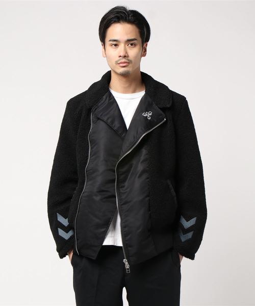 hummel(ヒュンメル)の「直営店・WEB限定 hummel(ヒュンメル)ボア切り替えライダースジャケット(ライダースジャケット・メンズ・ブラック/ネイビー/カーキ・S/M/L/XL)」の20枚目の写真