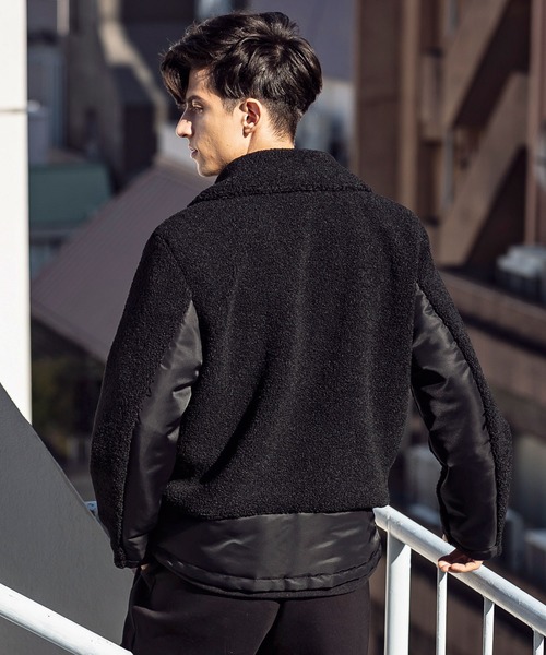 hummel(ヒュンメル)の「直営店・WEB限定 hummel(ヒュンメル)ボア切り替えライダースジャケット(ライダースジャケット・メンズ・ブラック/ネイビー/カーキ・S/M/L/XL)」の9枚目の写真