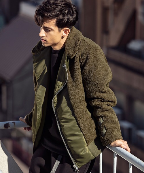 hummel(ヒュンメル)の「直営店・WEB限定 hummel(ヒュンメル)ボア切り替えライダースジャケット(ライダースジャケット・メンズ・ブラック/ネイビー/カーキ・S/M/L/XL)」の14枚目の写真