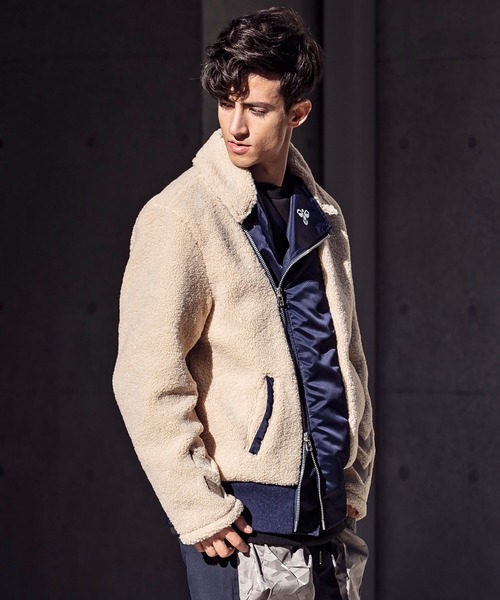 hummel(ヒュンメル)の「直営店・WEB限定 hummel(ヒュンメル)ボア切り替えライダースジャケット(ライダースジャケット・メンズ・ブラック/ネイビー/カーキ・S/M/L/XL)」の12枚目の写真