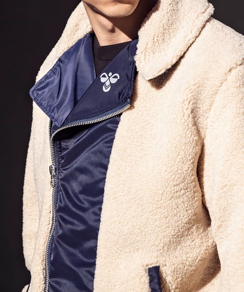 hummel(ヒュンメル)の「直営店・WEB限定 hummel(ヒュンメル)ボア切り替えライダースジャケット(ライダースジャケット・メンズ・ブラック/ネイビー/カーキ・S/M/L/XL)」の11枚目の写真