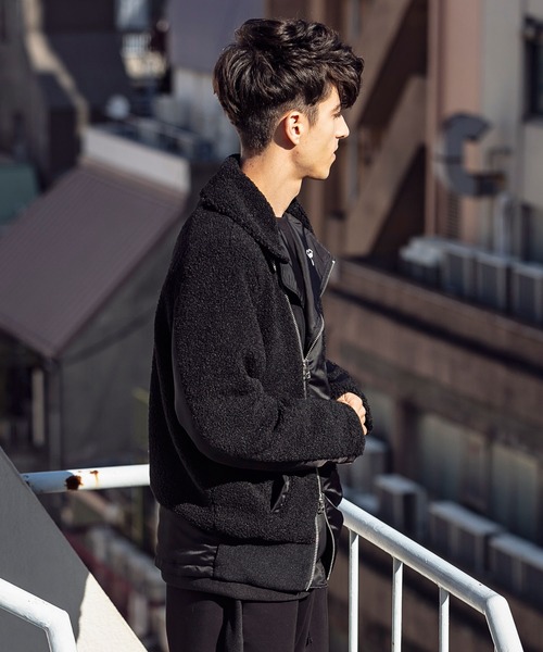 hummel(ヒュンメル)の「直営店・WEB限定 hummel(ヒュンメル)ボア切り替えライダースジャケット(ライダースジャケット・メンズ・ブラック/ネイビー/カーキ・S/M/L/XL)」の7枚目の写真