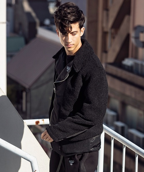 hummel(ヒュンメル)の「直営店・WEB限定 hummel(ヒュンメル)ボア切り替えライダースジャケット(ライダースジャケット・メンズ・ブラック/ネイビー/カーキ・S/M/L/XL)」の8枚目の写真