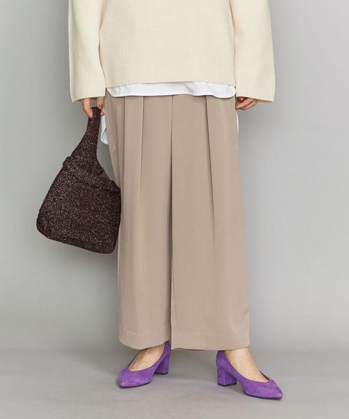 BEAUTY&YOUTH UNITED ARROWS(ビューティーアンドユースユナイテッドアローズ)の「BY ピーチスキン2タックワイドパンツ2/ライナー付きо(その他パンツ・レディース・ダークブラウン/モカ/ナチュラル・SMALL/LARGE/MEDIUM)」の7枚目の写真