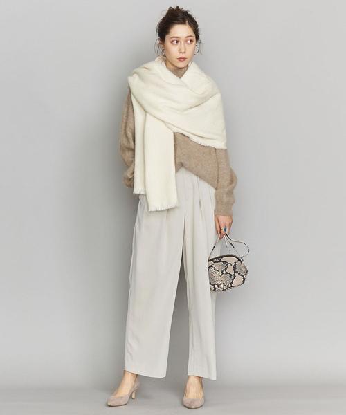 BEAUTY&YOUTH UNITED ARROWS(ビューティーアンドユースユナイテッドアローズ)の「BY ピーチスキン2タックワイドパンツ2/ライナー付きо(その他パンツ・レディース・ダークブラウン/モカ/ナチュラル・SMALL/LARGE/MEDIUM)」の4枚目の写真