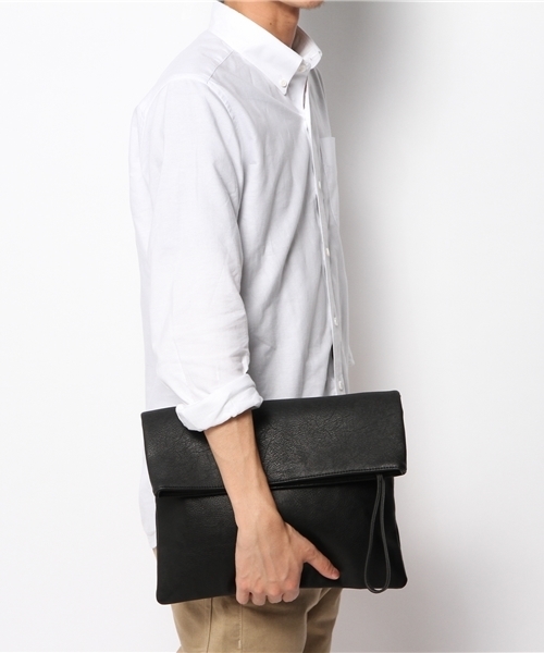 UNION STATION（ユニオンステーション）の「バイカラー2wayクラッチバッグ（クラッチバッグ・メンズ・ブラック/カーキ/ブルー/キャメル・FREE）」の5枚目の写真