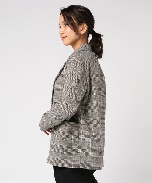 WEGO（ウィゴー）の「WEGO/【セットアップ対応商品】起毛チェックテーラードジャケット（テーラードジャケット・レディース・グレー系その他2/ブラウン系その他2・FREE）」の4枚目の写真
