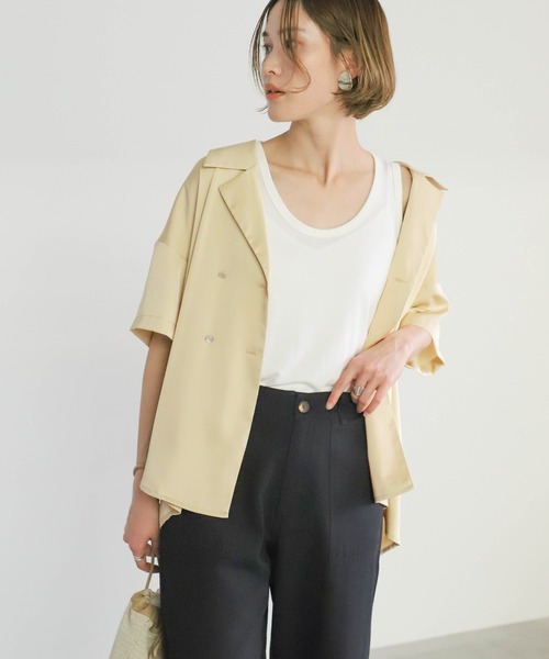 select MOCA（セレクトモカ）の「ダブルボタンハンサムシャツ（シャツ/ブラウス・レディース・ベージュ/イエロー/モスグリーン・FREE）」の5枚目の写真