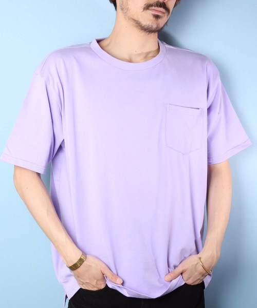Blue Standard (ブルースタンダード)の「【BLUE STANDARD】男女問わず着用可能なビッグサイズ無地T ドロップショルダー加工 オーバーサイズ ユニセックスサイジング ポケット付き半袖Tシャツ カットソー(Tシャツ/カットソー・メンズ・ホワイト/ブラック/ダークグリーン/ベージュ/ネイビー/ラベンダー/ワイン/レンガ・MEDIUM/LARGE/X-LARGE)」の1枚目の写真