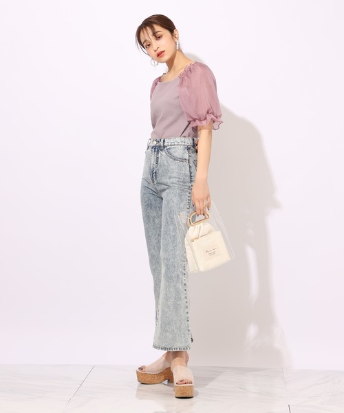 one after another NICE CLAUP(ワンアフターアナザーナイスクラップ)の「袖ドットシフォンテレコプルオーバー(Tシャツ/カットソー・レディース・ブラック/グレー/オフホワイト/ラベンダー/ブラウン系その他・FREE)」の8枚目の写真