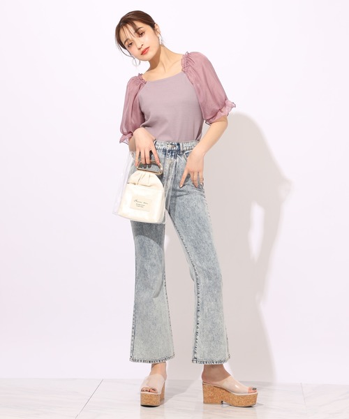 one after another NICE CLAUP(ワンアフターアナザーナイスクラップ)の「袖ドットシフォンテレコプルオーバー(Tシャツ/カットソー・レディース・ブラック/グレー/オフホワイト/ラベンダー/ブラウン系その他・FREE)」の9枚目の写真