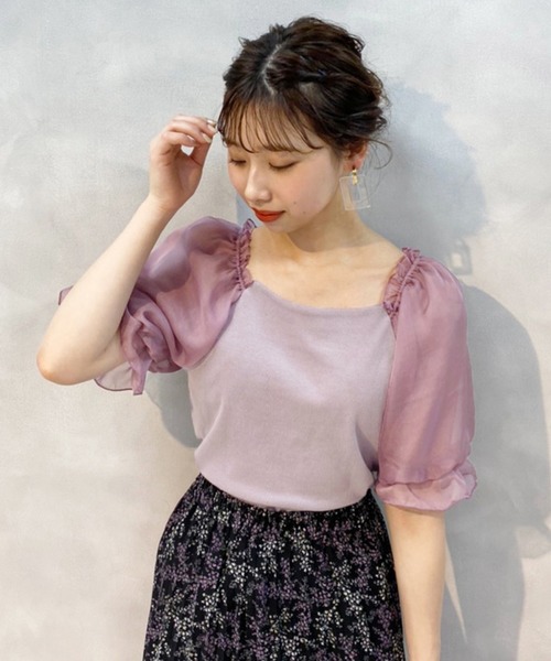 one after another NICE CLAUP(ワンアフターアナザーナイスクラップ)の「袖ドットシフォンテレコプルオーバー(Tシャツ/カットソー・レディース・ブラック/グレー/オフホワイト/ラベンダー/ブラウン系その他・FREE)」の11枚目の写真