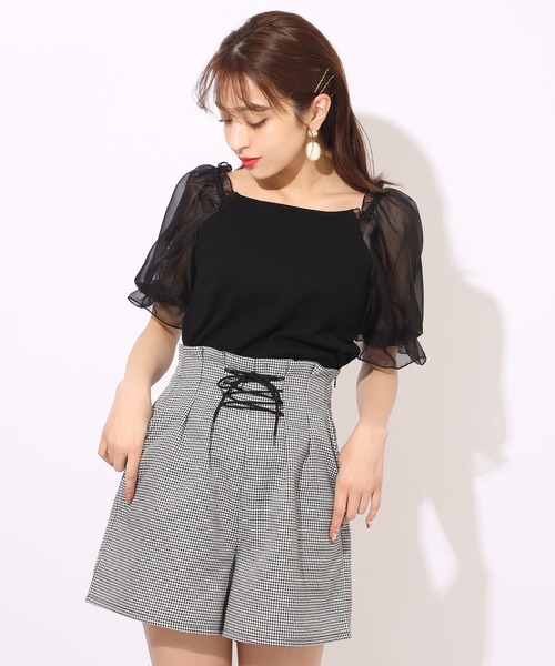 one after another NICE CLAUP(ワンアフターアナザーナイスクラップ)の「袖ドットシフォンテレコプルオーバー(Tシャツ/カットソー・レディース・ブラック/グレー/オフホワイト/ラベンダー/ブラウン系その他・FREE)」の16枚目の写真