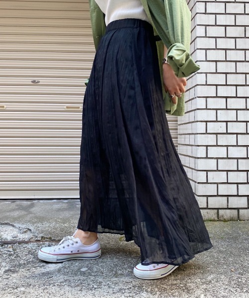 PAGEBOY（ページボーイ）の「シアークリンクルプリーツスカート（スカート・レディース・ブラック/グリーン/グレイッシュベージュ/ダークブラウン・FREE）」の12枚目の写真