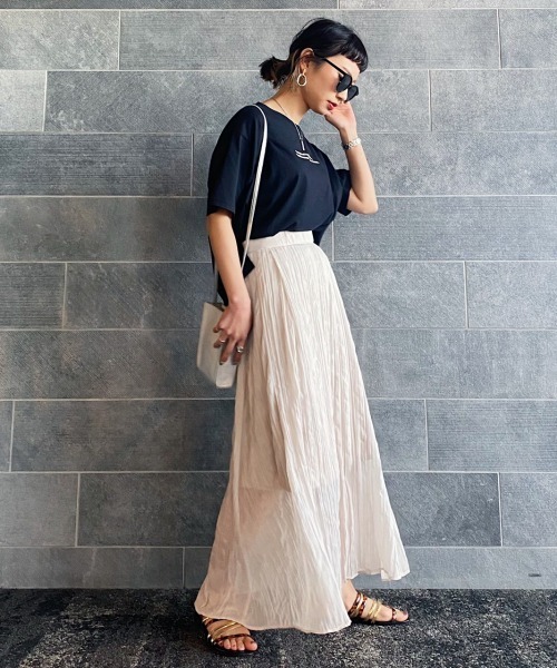 PAGEBOY（ページボーイ）の「シアークリンクルプリーツスカート（スカート・レディース・ブラック/グリーン/グレイッシュベージュ/ダークブラウン・FREE）」の14枚目の写真