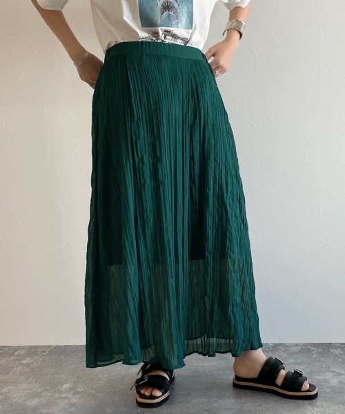 PAGEBOY（ページボーイ）の「シアークリンクルプリーツスカート（スカート・レディース・ブラック/グリーン/グレイッシュベージュ/ダークブラウン・FREE）」の11枚目の写真