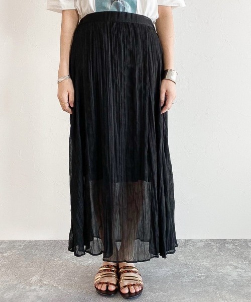 PAGEBOY（ページボーイ）の「シアークリンクルプリーツスカート（スカート・レディース・ブラック/グリーン/グレイッシュベージュ/ダークブラウン・FREE）」の15枚目の写真