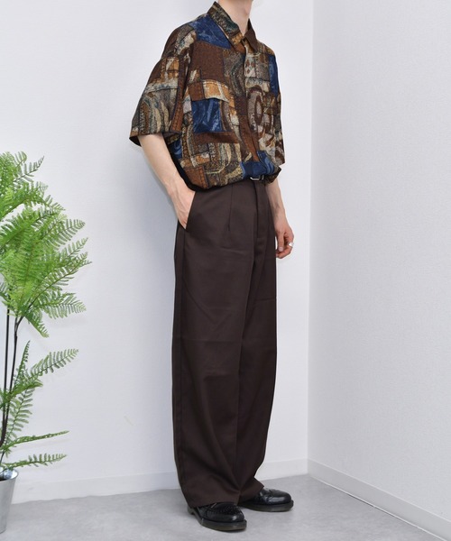 kutir（クティール）の「半袖柄シャツ（シャツ/ブラウス・メンズ・ライトグレー/ダークブラウン/パープル/ネイビー/サックスブルー・MEDIUM/LARGE）」の17枚目の写真