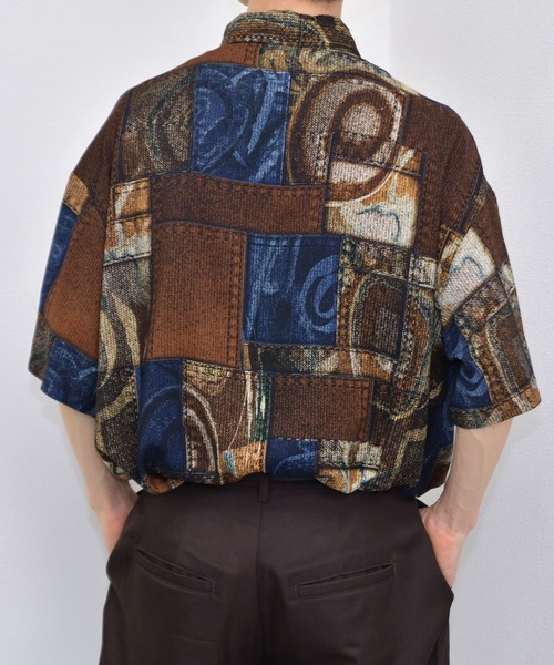 kutir（クティール）の「半袖柄シャツ（シャツ/ブラウス・メンズ・ライトグレー/ダークブラウン/パープル/ネイビー/サックスブルー・MEDIUM/LARGE）」の12枚目の写真