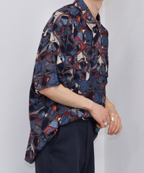 kutir（クティール）の「半袖柄シャツ（シャツ/ブラウス・メンズ・ライトグレー/ダークブラウン/パープル/ネイビー/サックスブルー・MEDIUM/LARGE）」の18枚目の写真