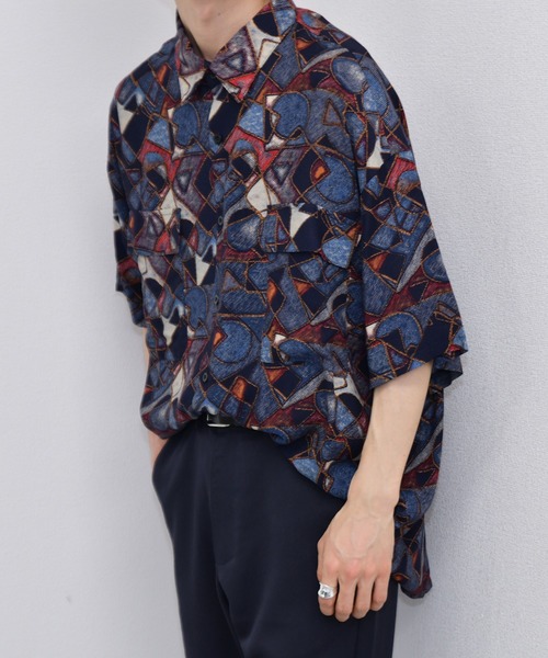 kutir（クティール）の「半袖柄シャツ（シャツ/ブラウス・メンズ・ライトグレー/ダークブラウン/パープル/ネイビー/サックスブルー・MEDIUM/LARGE）」の13枚目の写真