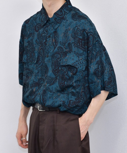 kutir（クティール）の「半袖柄シャツ（シャツ/ブラウス・メンズ・ライトグレー/ダークブラウン/パープル/ネイビー/サックスブルー・MEDIUM/LARGE）」の19枚目の写真