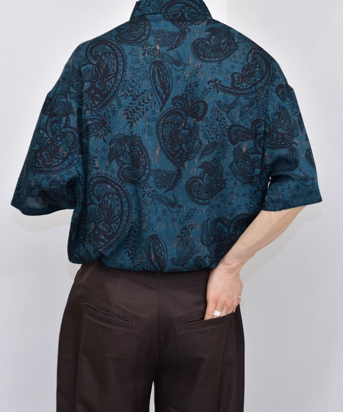 kutir（クティール）の「半袖柄シャツ（シャツ/ブラウス・メンズ・ライトグレー/ダークブラウン/パープル/ネイビー/サックスブルー・MEDIUM/LARGE）」の14枚目の写真