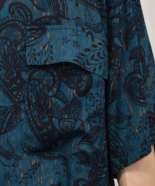 kutir（クティール）の「半袖柄シャツ（シャツ/ブラウス・メンズ・ライトグレー/ダークブラウン/パープル/ネイビー/サックスブルー・MEDIUM/LARGE）」の9枚目の写真