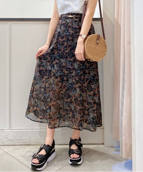 Heather（ヘザー）の「アソートガラロングスカート　887377（スカート・レディース・ホワイト系その他/ブラック系その他/ベージュ系その他・FREE）」の3枚目の写真