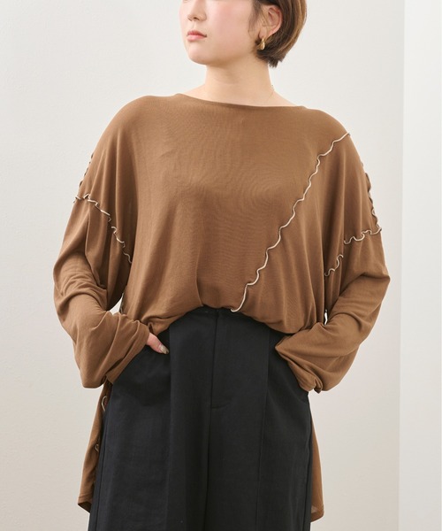 Ambre Neige（アンブルネージュ）の「メローユルトップス／ビックT／【WEB/EC限定商品】（Tシャツ/カットソー・レディース・ダークブラウン/ベージュ・FREE）」の5枚目の写真