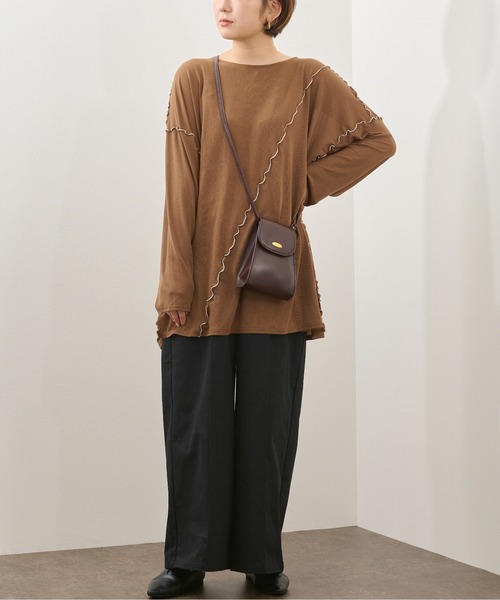 Ambre Neige（アンブルネージュ）の「メローユルトップス／ビックT／【WEB/EC限定商品】（Tシャツ/カットソー・レディース・ダークブラウン/ベージュ・FREE）」の9枚目の写真