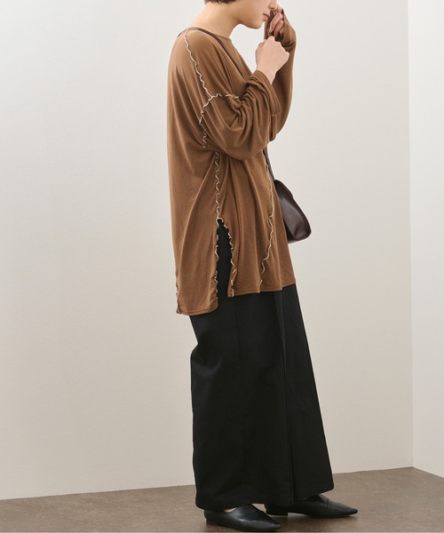 Ambre Neige（アンブルネージュ）の「メローユルトップス／ビックT／【WEB/EC限定商品】（Tシャツ/カットソー・レディース・ダークブラウン/ベージュ・FREE）」の8枚目の写真