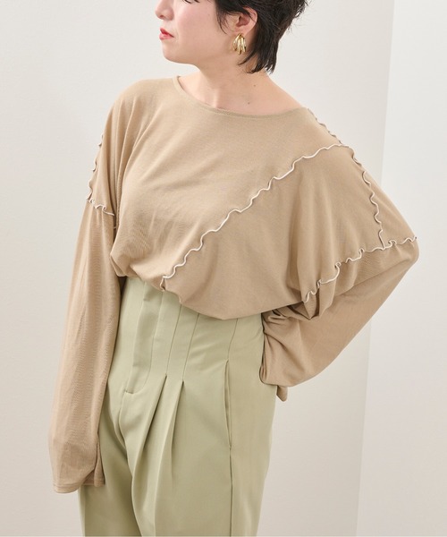 Ambre Neige（アンブルネージュ）の「メローユルトップス／ビックT／【WEB/EC限定商品】（Tシャツ/カットソー・レディース・ダークブラウン/ベージュ・FREE）」の10枚目の写真