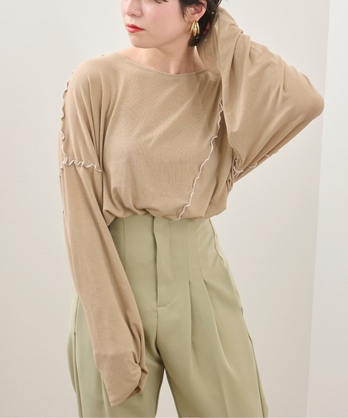 Ambre Neige（アンブルネージュ）の「メローユルトップス／ビックT／【WEB/EC限定商品】（Tシャツ/カットソー・レディース・ダークブラウン/ベージュ・FREE）」の11枚目の写真