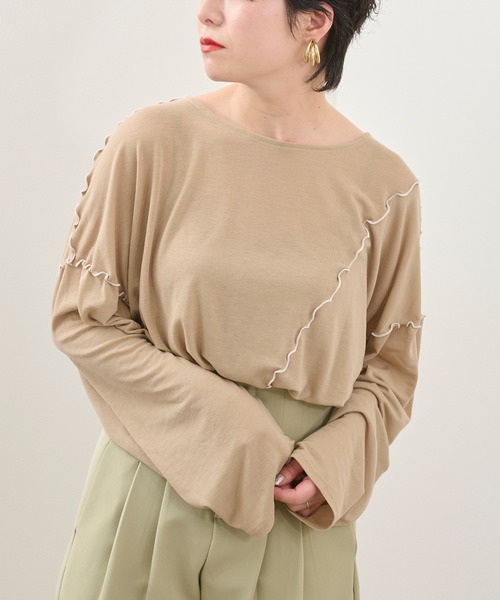 Ambre Neige（アンブルネージュ）の「メローユルトップス／ビックT／【WEB/EC限定商品】（Tシャツ/カットソー・レディース・ダークブラウン/ベージュ・FREE）」の12枚目の写真