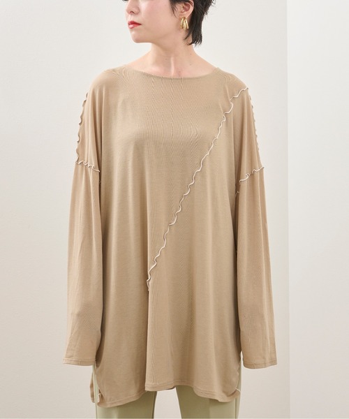 Ambre Neige（アンブルネージュ）の「メローユルトップス／ビックT／【WEB/EC限定商品】（Tシャツ/カットソー・レディース・ダークブラウン/ベージュ・FREE）」の16枚目の写真