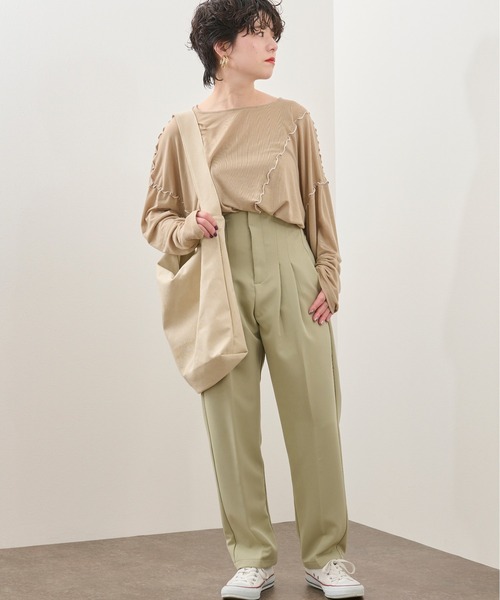 Ambre Neige（アンブルネージュ）の「メローユルトップス／ビックT／【WEB/EC限定商品】（Tシャツ/カットソー・レディース・ダークブラウン/ベージュ・FREE）」の14枚目の写真