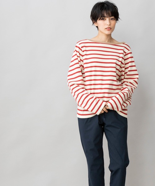 Munich(ミューニック)の「マリブサーキュラーリブボーダー バックUネックプルオーバー(Tシャツ/カットソー・レディース・ネイビー/キャメル/レッド・FREE)」の6枚目の写真
