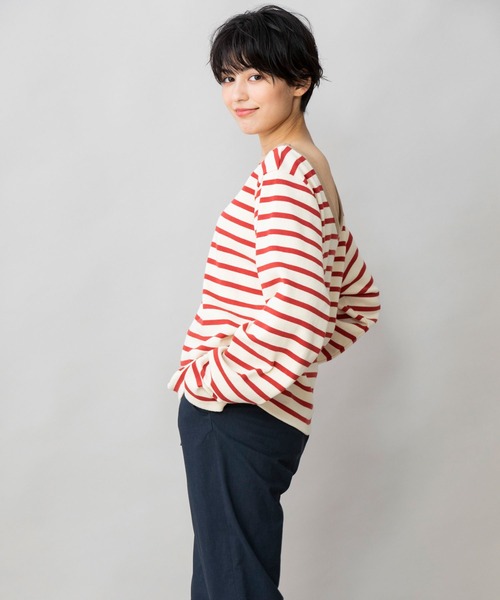 Munich(ミューニック)の「マリブサーキュラーリブボーダー バックUネックプルオーバー(Tシャツ/カットソー・レディース・ネイビー/キャメル/レッド・FREE)」の7枚目の写真